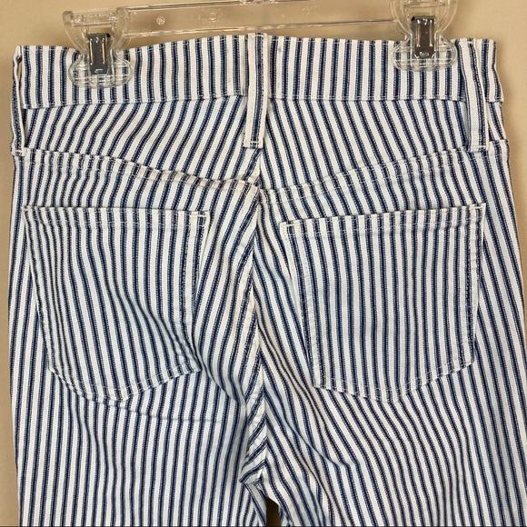 J. Crew Denim Blue & White Stripe Button-Fly High-Rise Toothpick Jeans Size 25 - Picture 5 of 10